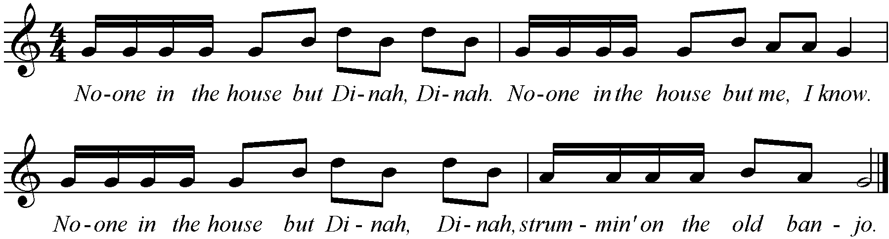 The traditional folk song, "Dinah" arranged for recorder.